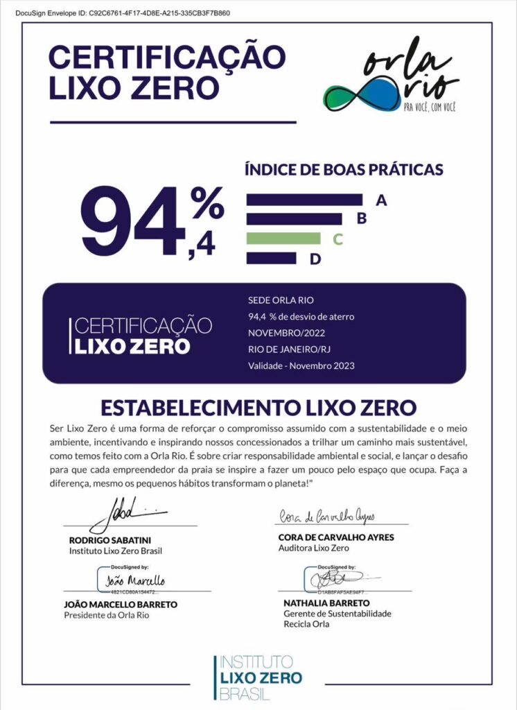 Sede da Orla Rio conquista certificação Lixo Zero