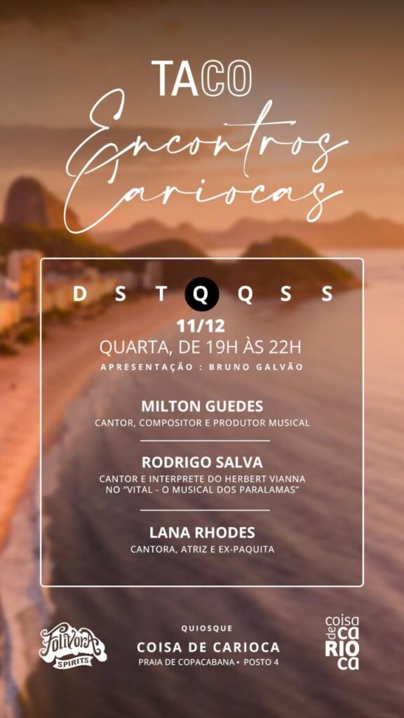 Talk show "Encontros Cariocas" será realizado no quiosque Coisa de Carioca